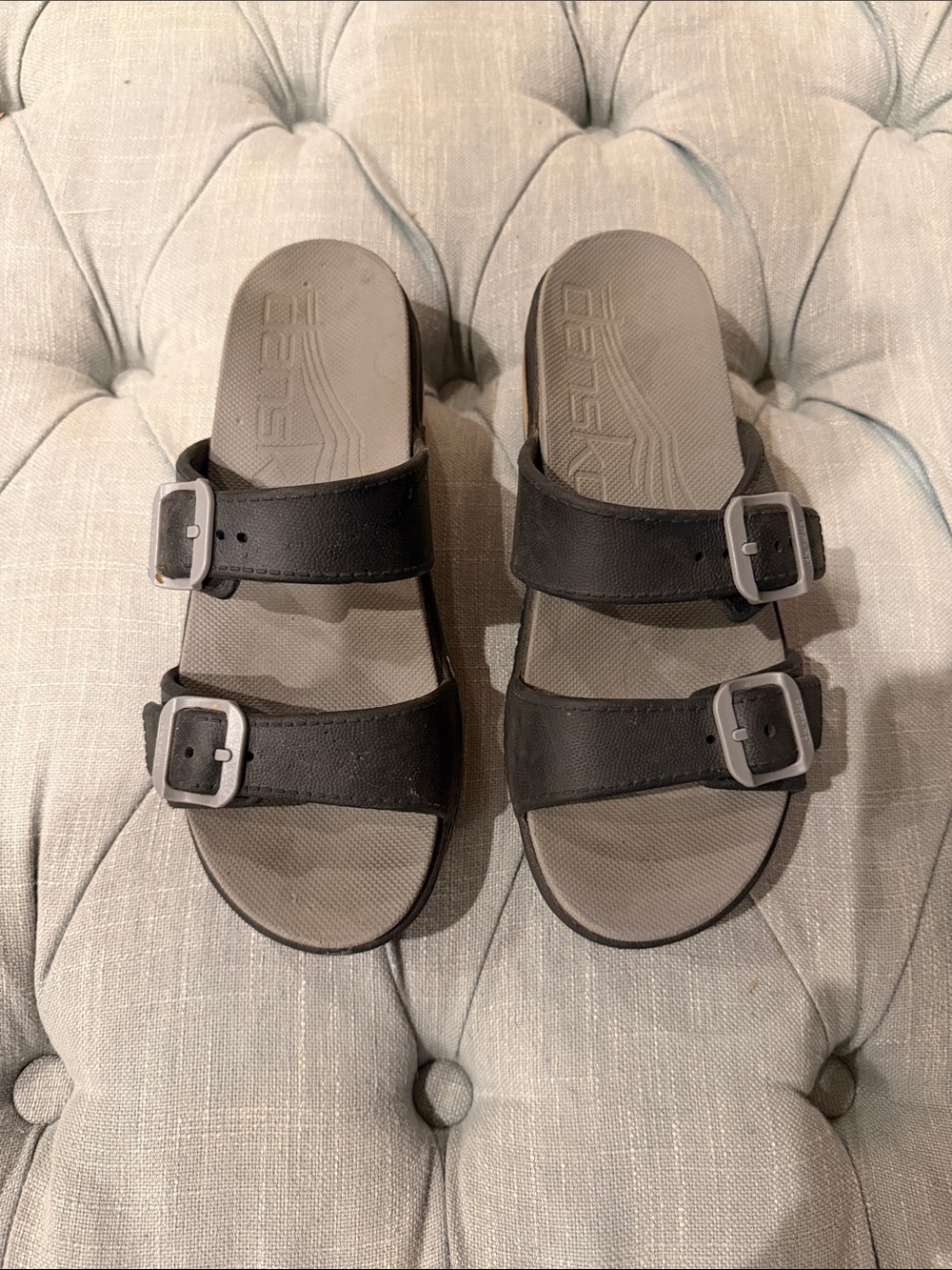 Dansko Black Double-Buckle Slide Sandals